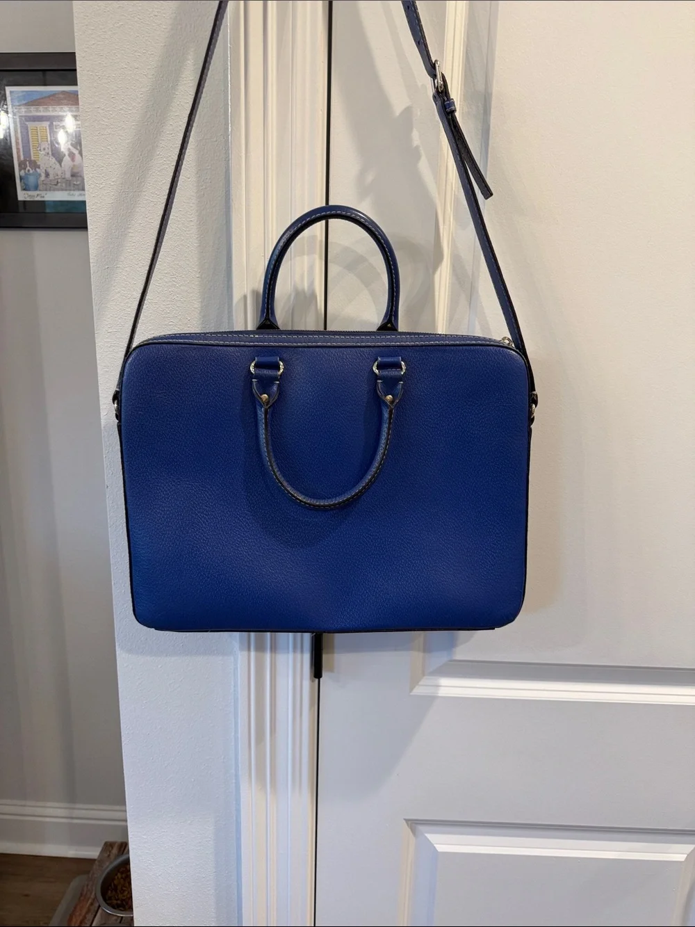 kate spade cobalt blue leather laptop bag, loved